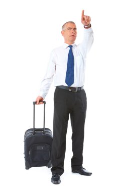 Portrait of business man with luggage clipart