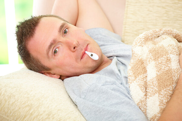 Ill man with a fever