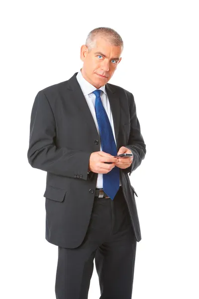 Porträt eines Geschäftsmannes mit Telefon — Stockfoto