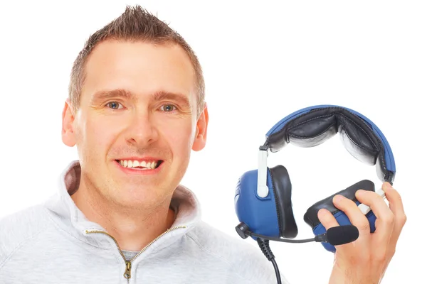 Pilot with headset — Stock Photo, Image