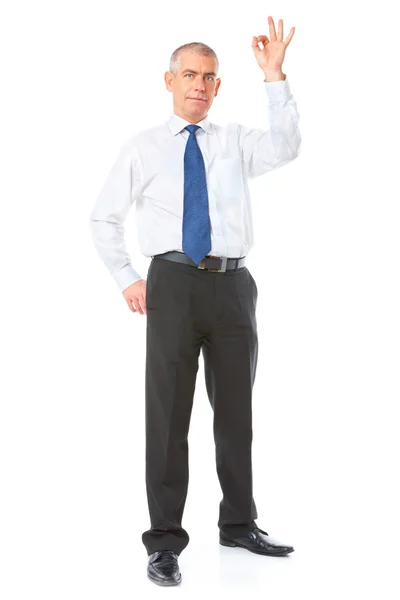 Hombre de negocios alegre con signo de ok —  Fotos de Stock