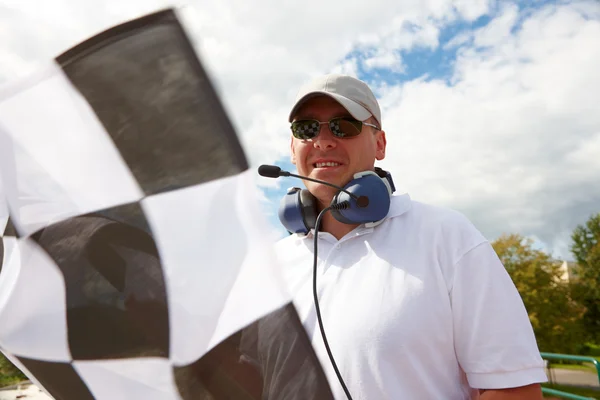 stock image Flagman with checkered flag