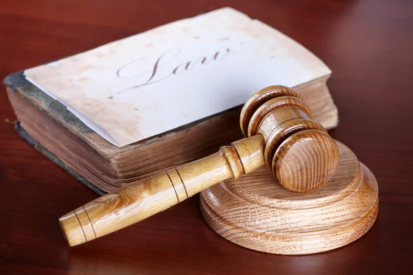 Judges gavel with very old book — Stock Photo, Image