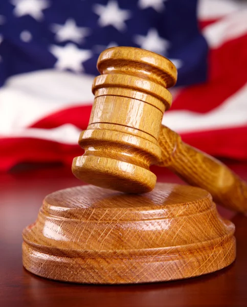 stock image Judges gavel with flag