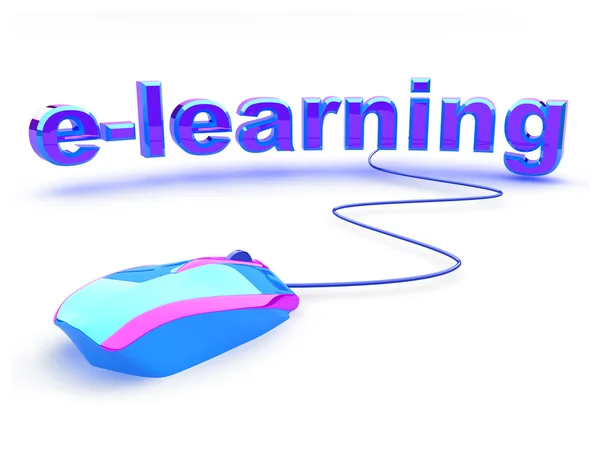 E texto de aprendizagem com mouse — Fotografia de Stock