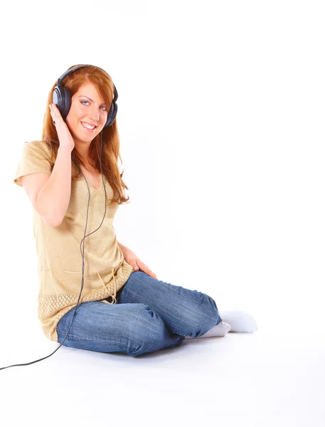 Young girl with headphones Stock Image