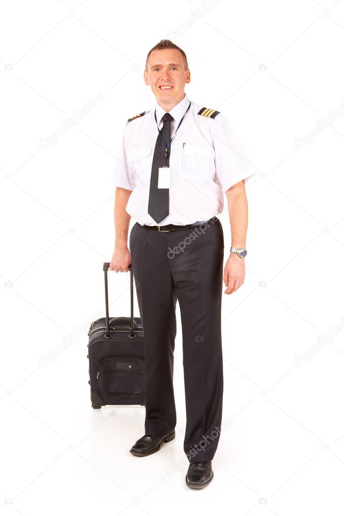 Airline pilot with trolley