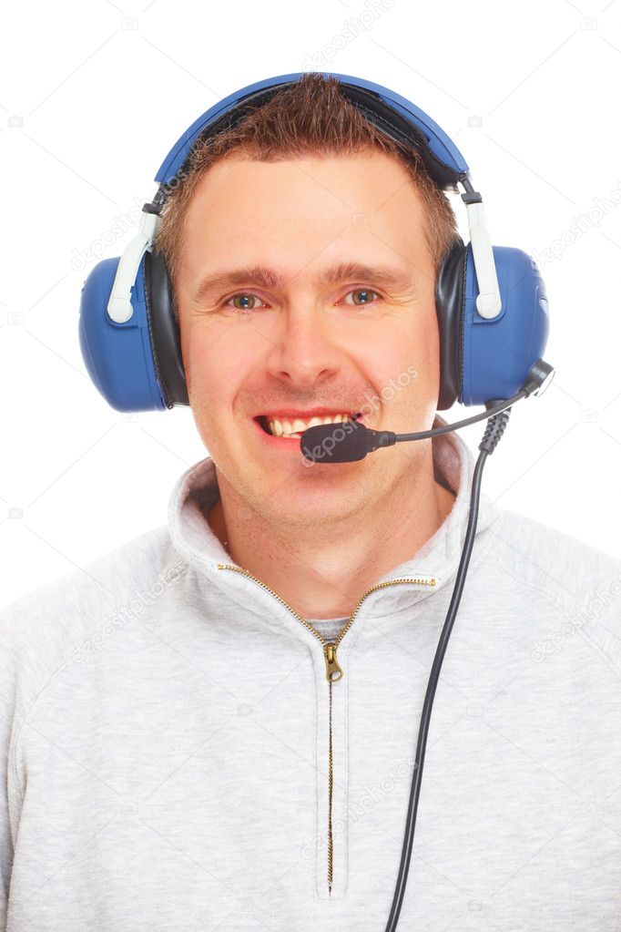 Pilot with headset