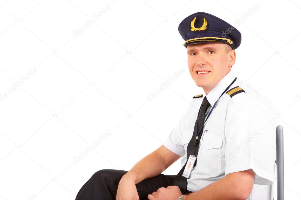 Airline pilot sitting