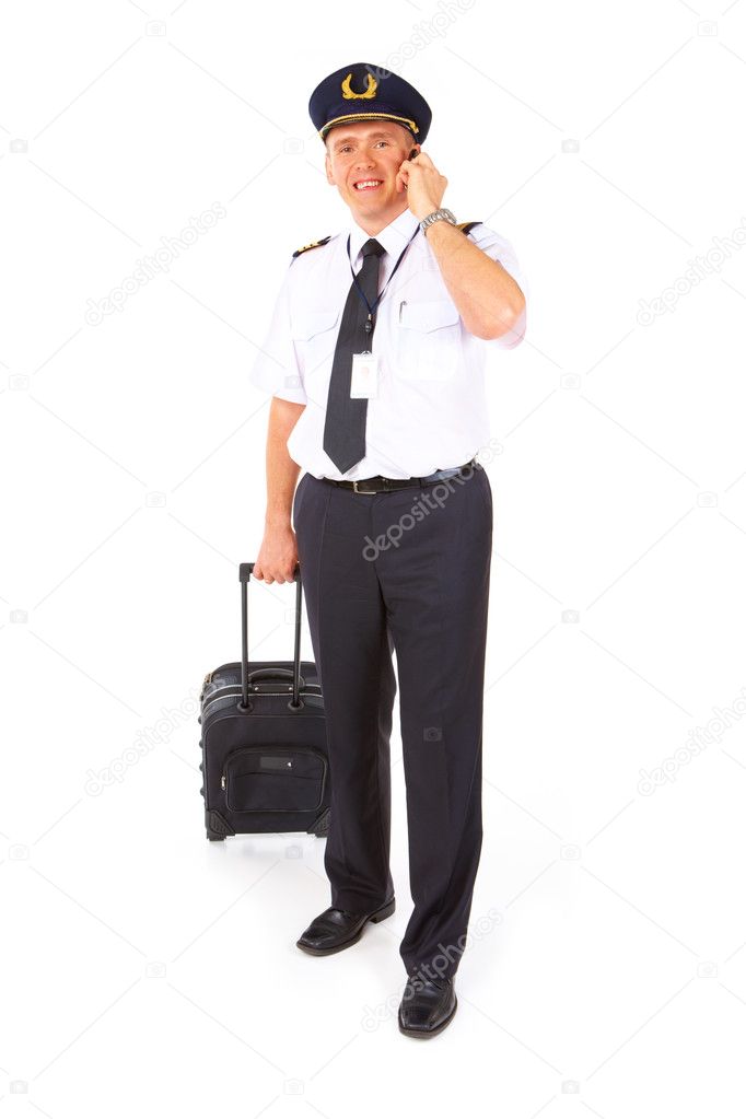 Airline pilot with trolley