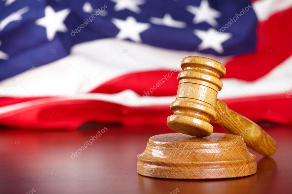 Judges gavel with flag