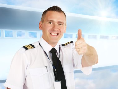 Airline pilot thumb up clipart