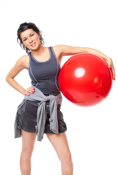 Žena s gym ball — Stock fotografie
