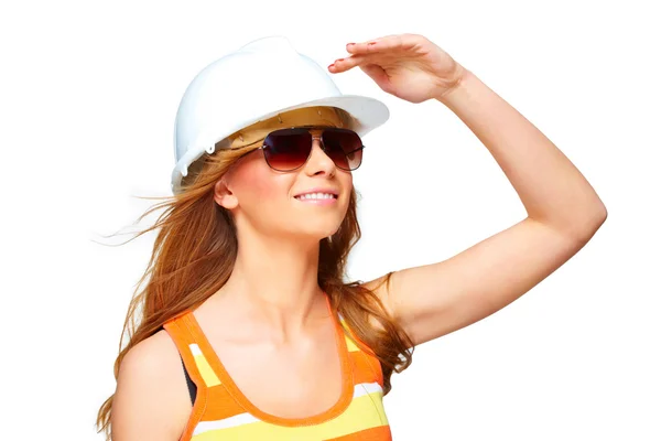 stock image Portrait of woman in helmet