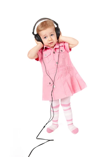 Baby with headphones — Stock Photo, Image