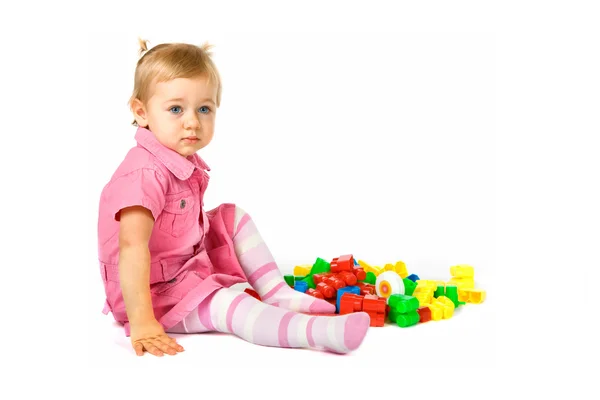 Baby girl with blocks — Stock Photo, Image