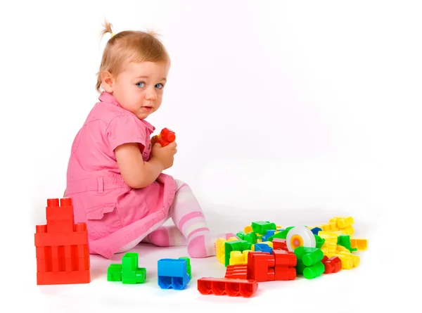 Menina bebê com blocos — Fotografia de Stock