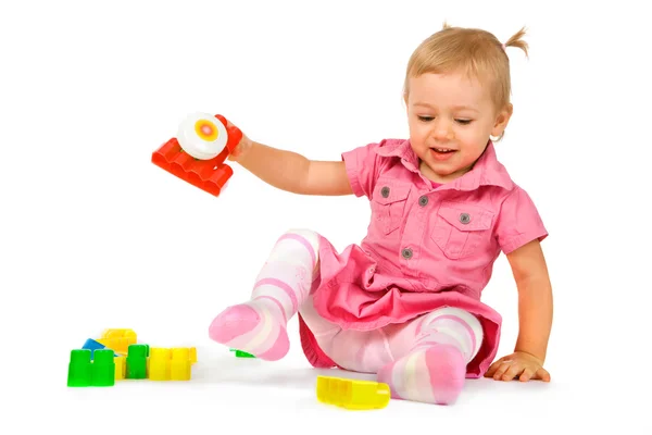 Baby girl with blocks — Stock Photo, Image
