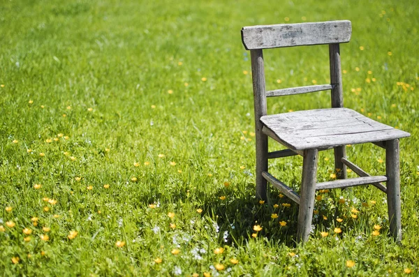 Old chair in meadow — Stock Photo, Image