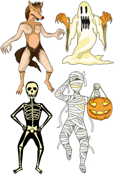 Příšery Halloween kostýmy — Stockový vektor
