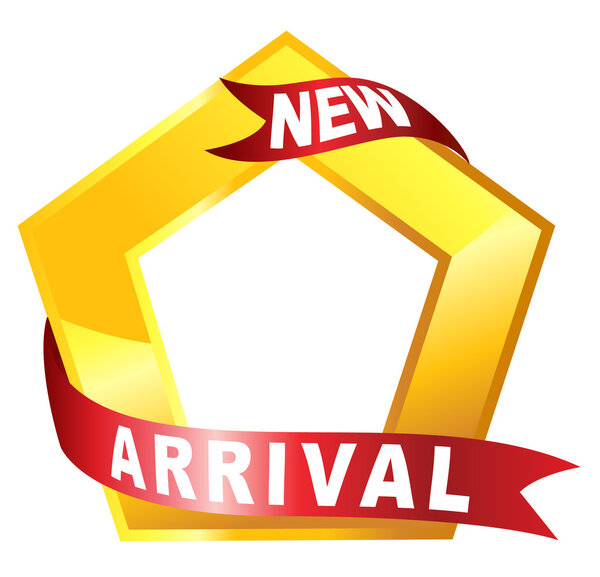 New Arrival signage in pentagonal shape