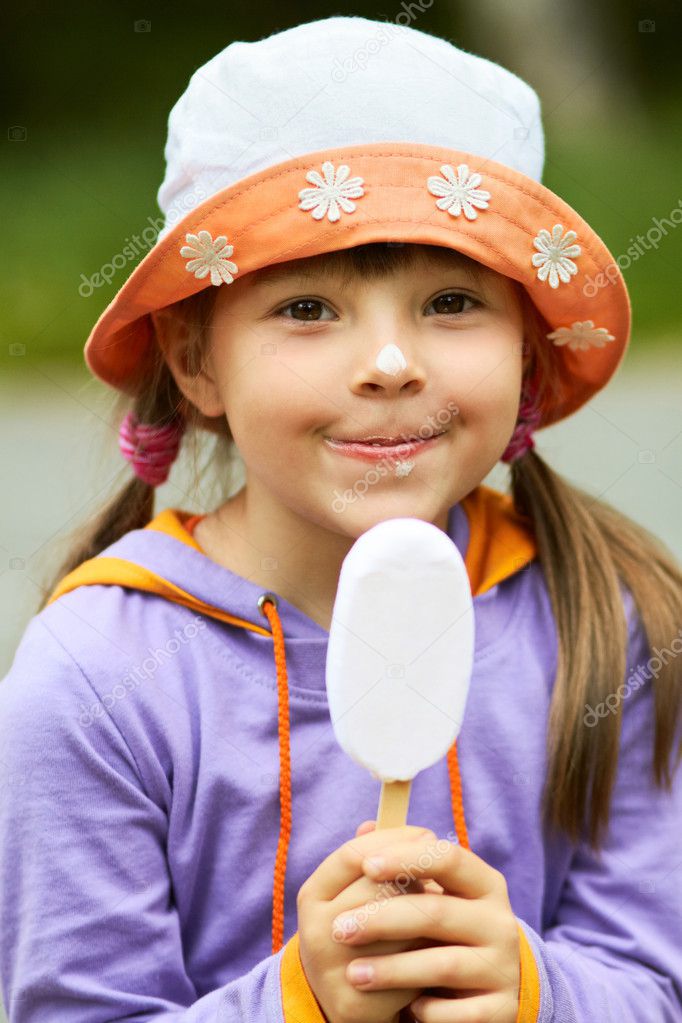 Portrait of girl with ice cream