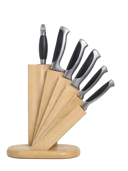 Sada kuchyňské nože v držáku — Stock fotografie
