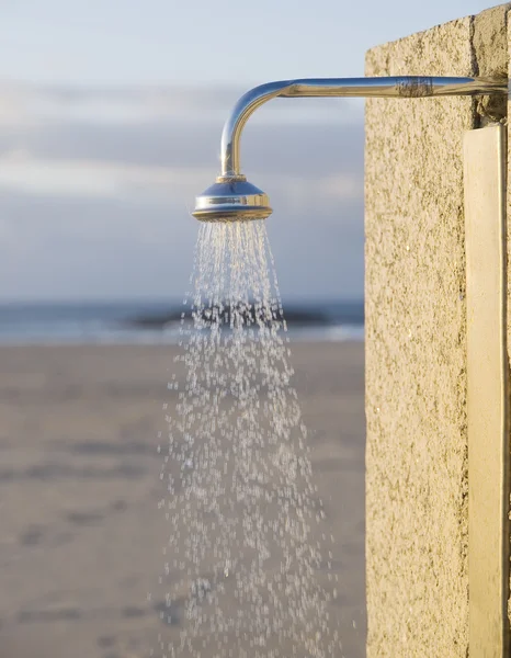 Detail of a water shower on the beach — Stock Photo, Image