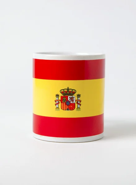 Kubek ceramiczny z banderą Hiszpanii — Zdjęcie stockowe