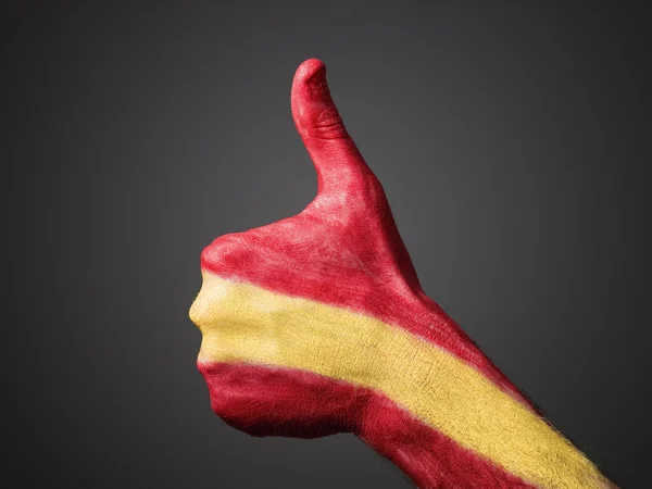 Hand geschilderd met de vlag van Spanje en het uiten van positiviteit — Stockfoto