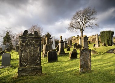 Cemetery with tombstones clipart