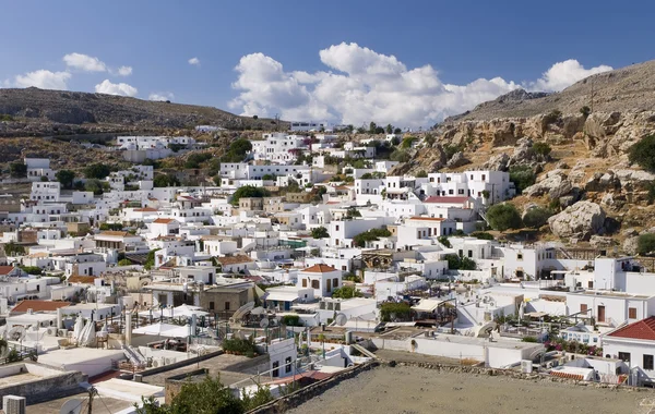 Panoramic view of the village of Lindos in Rhodes, Greece. — Stock Photo, Image
