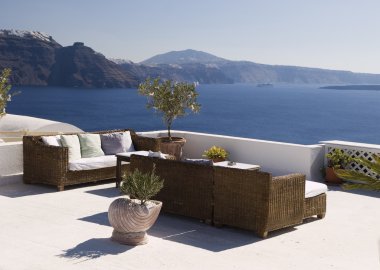 Santorini'de bir Teras