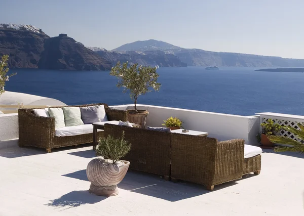 A terrace in santorini — Stock Photo, Image