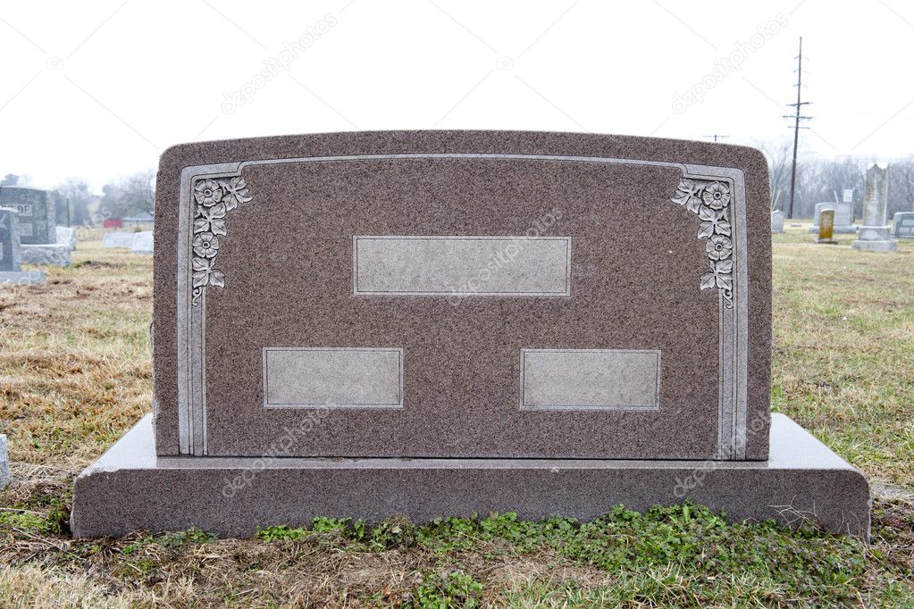Wide, blank tombstone