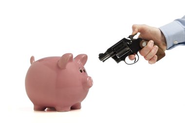 Robbing the piggy bank clipart