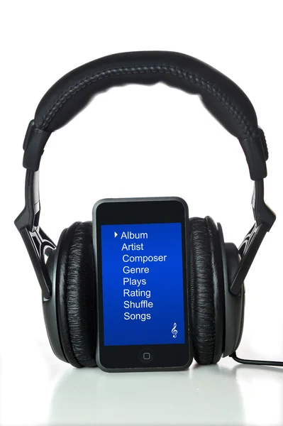 MP3 přehrávač a over-the-ear sluchátka — Stock fotografie