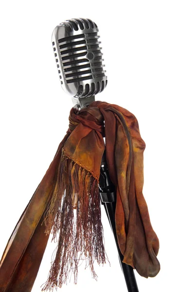 Микрофон, подставка и шарф — стоковое фото