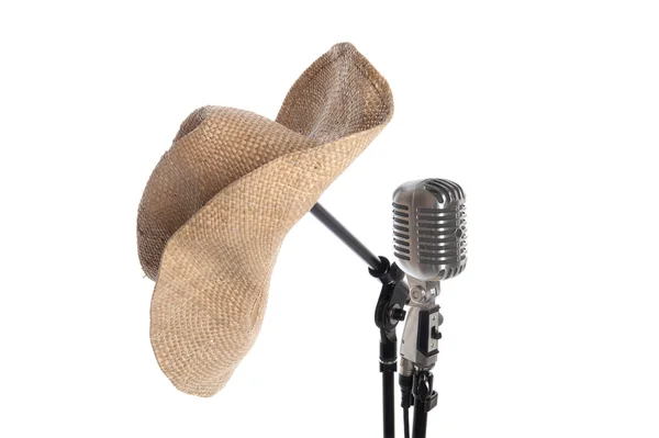 Microphone, stand and hat — Stock Photo, Image