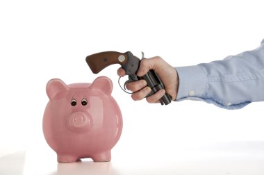 Robbing the piggy bank clipart