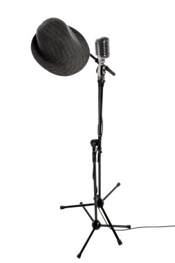 Microphone, stand and hat clipart