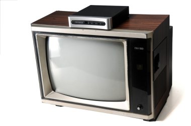 Vintage tv with digital converter clipart