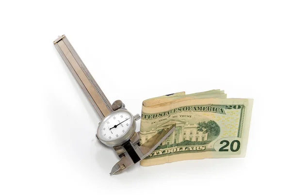 Caliper with cash — Stock Photo, Image