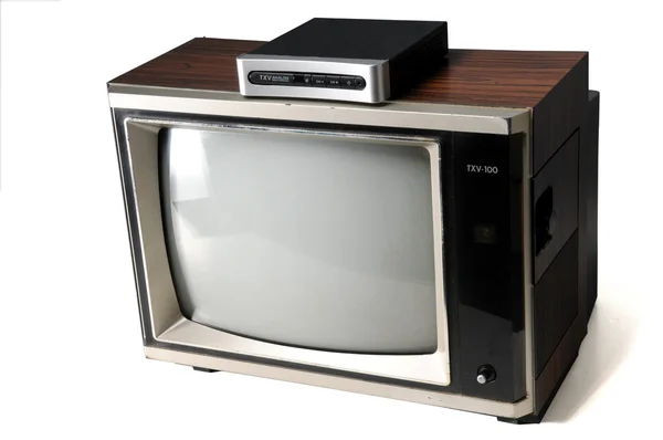 Vintage tv with digital converter — Stock Photo, Image