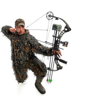 Bow hunter in action clipart