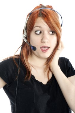 Cute, Gossiping Receptionist close-up clipart