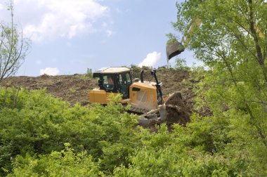 Heavy Equipment Strips Vegetation clipart