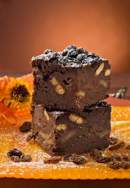 stock image Cake with cocoa, biscuits and sultanas