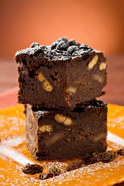 stock image Cake with cocoa, biscuits and sultanas