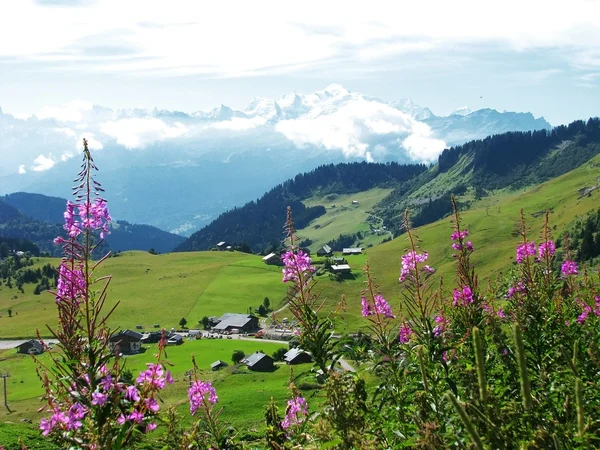 หมู่บ้านของ Mont Blanc — ภาพถ่ายสต็อก